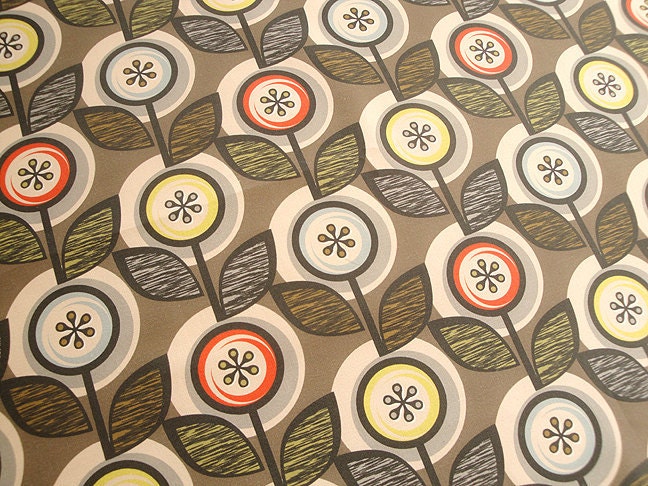 Original Fabric, Footnote Flower, Fat Quarter, Midcentury Modern, Gray