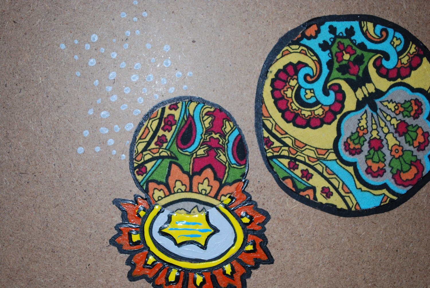 Imagination Series , Colorful Mixed media ooak art panels, Funky wall art