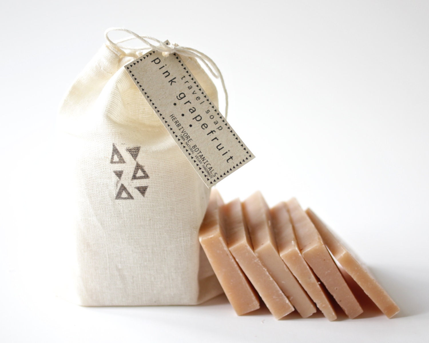 Travel Soap - 6 mini soaps - Pink Grapefruit - Ginger - 100% Natural Vegan Handmade Soap