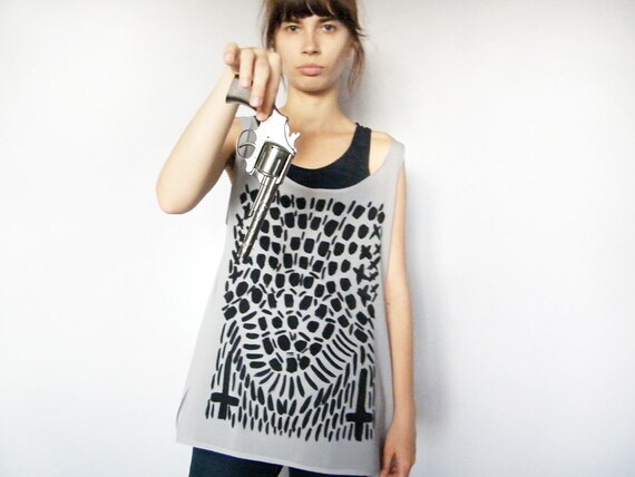 CUSTOM Order for K - Hand Printed Sheer Tank Top