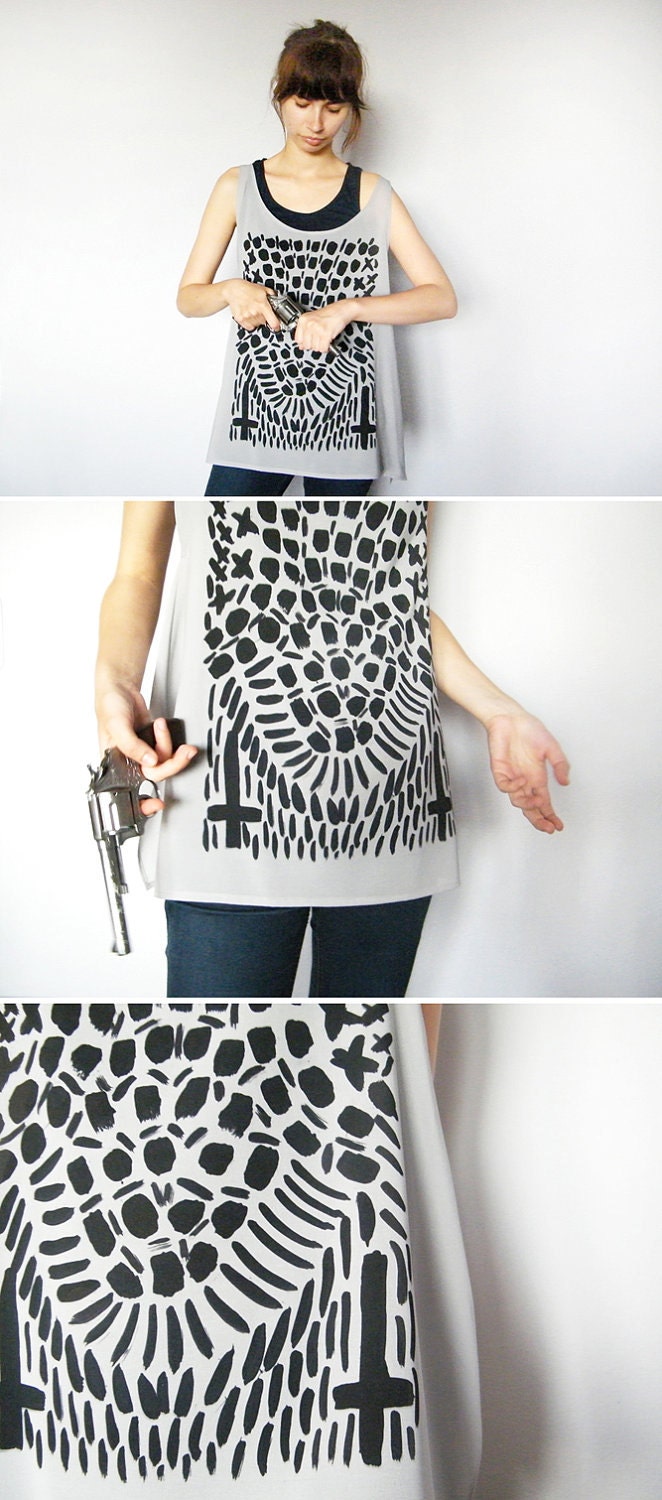 CUSTOM Order for K - Hand Printed Sheer Tank Top