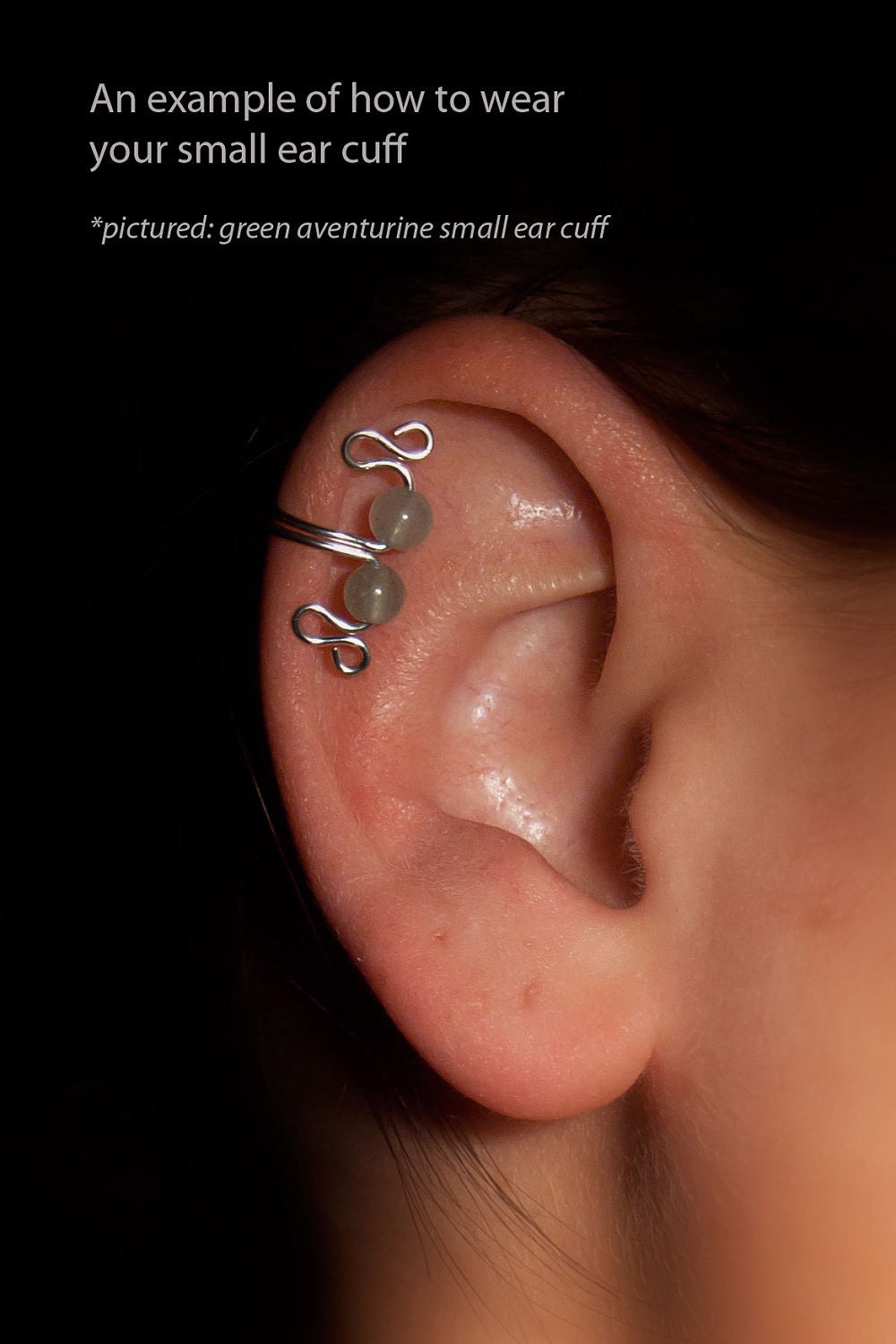 Turquoise Small Ear Cuff in Silver