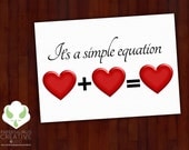 Greeting card - Love is a simple equation - love, marriage, LGBT