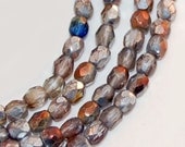 3mm Marea Cobalt Silver Chrome Gold Topaz Crystal Luster Gray Firepolish Mix Czech Glass, Two Strands (Approx 100 Beads) and Free Shipping