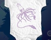 Squid 2 - graphic printed on Infant Baby Onesie, Infant Tee, Toddler T-Shirts - Many sizes