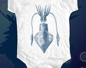 Squid 3 - graphic printed on Infant Baby Onesie, Infant Tee, Toddler T-Shirts - Many sizes and colors