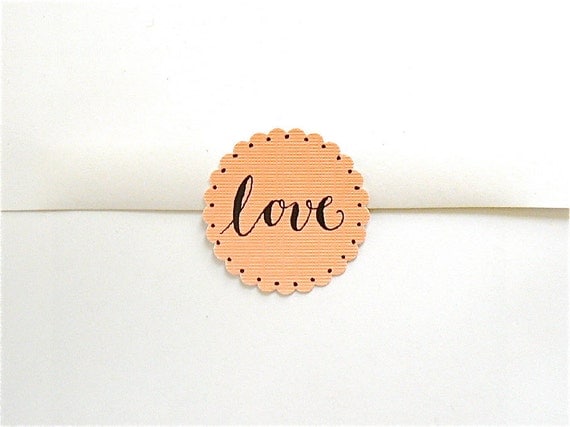 WEDDING ENVELOPE SEALS - Calligraphed Love-Related Stickers - Set of 8
