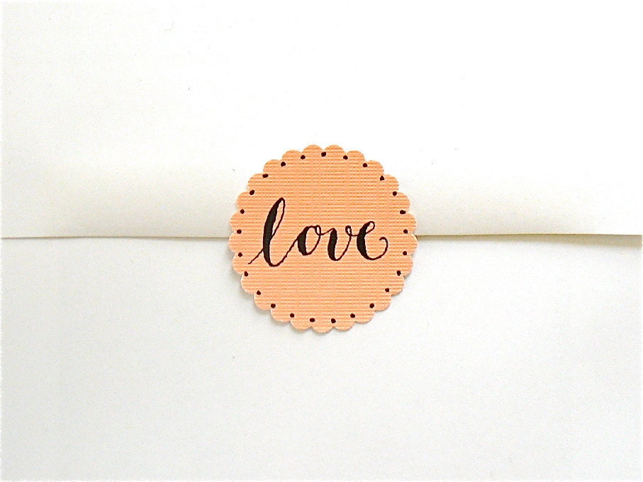 WEDDING ENVELOPE SEALS - Calligraphed Love-Related Stickers - Set of 8
