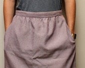 Vintage Grey & Light Red Striped Pencil Skirt Size M/L