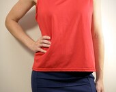Bright Red Vintage Hipster Tank Top Size S/M