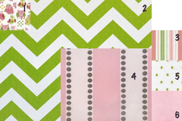 Custom Retro Owl Chevron Stripe Crib Bedding