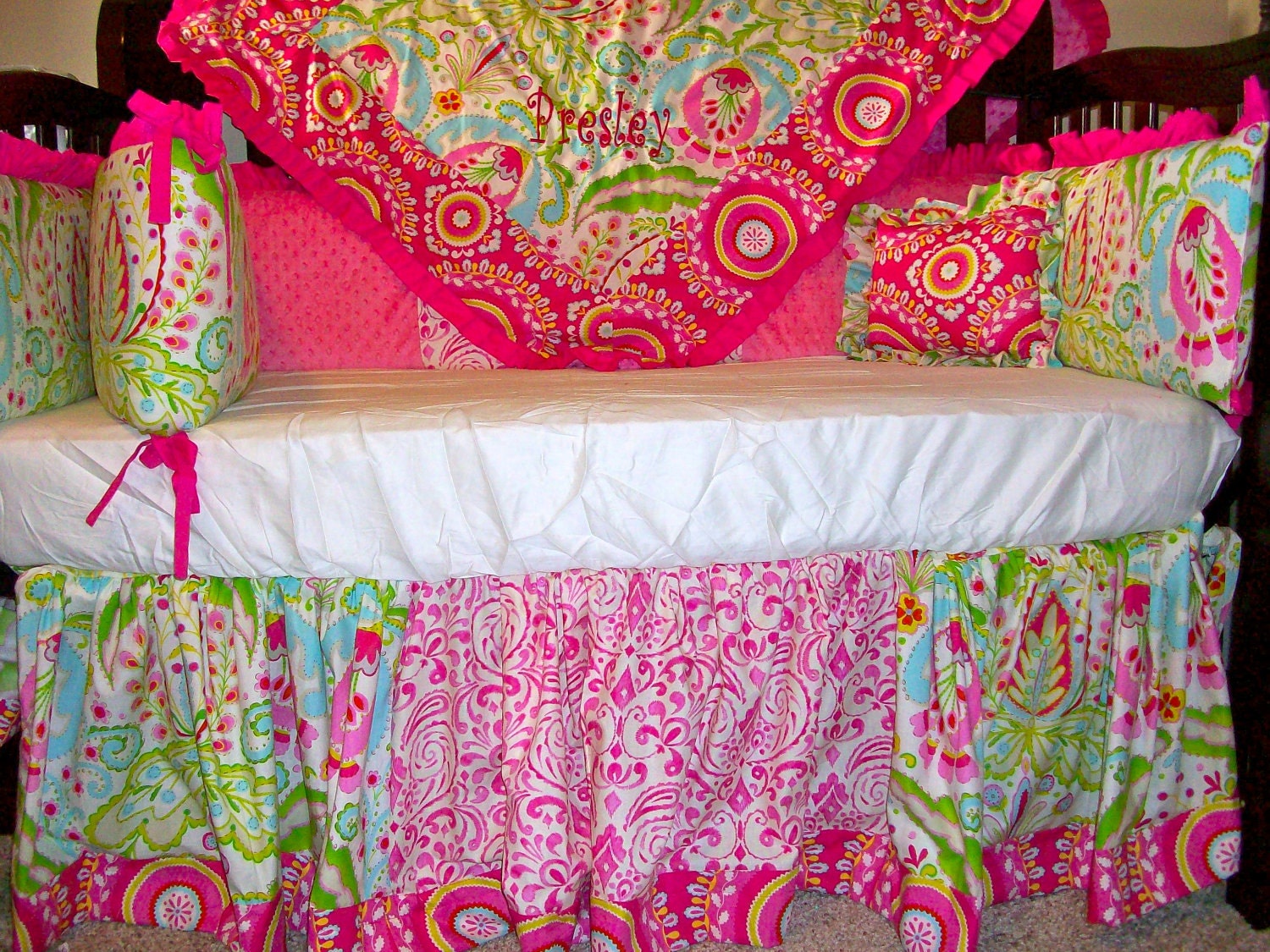 Custom Designed Crib Bedding Using Dena Fishbein's Kumari Garden