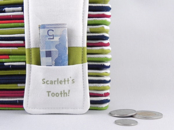 Personalized Tooth Fairy Pillow - Boy or Girl - Dr SEUSS Inspired - Stocking Stuffer - Party Favor - Birthday Gift - Personalized GREEN