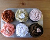 6  100% wool felt cupcakes play food "waldorf"