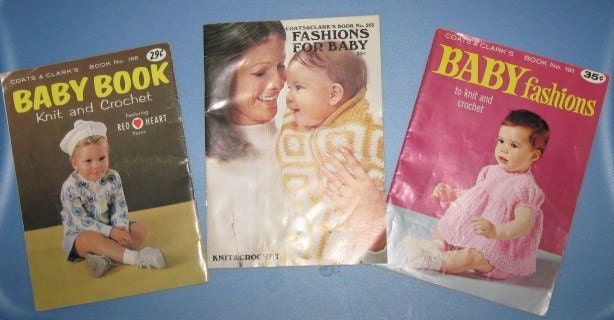 Coats & Clark Baby Pattern Books Knit Crochet 60s 70s