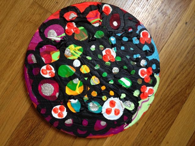 pops of neon circle bauble doodle PAINTING