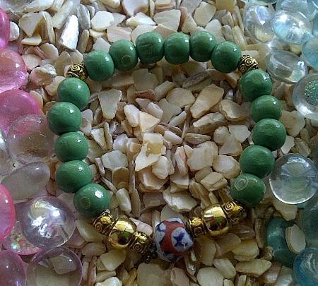 Young, Fresh, and Green bracelet (Green, recycled glass bracelet)