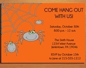 Customized Printable Halloween Party Spider Invitations /  DIY
