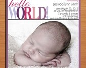 Hello World Baby Girl/ Customized Printable Baby Girl Birth Announcement / DIY