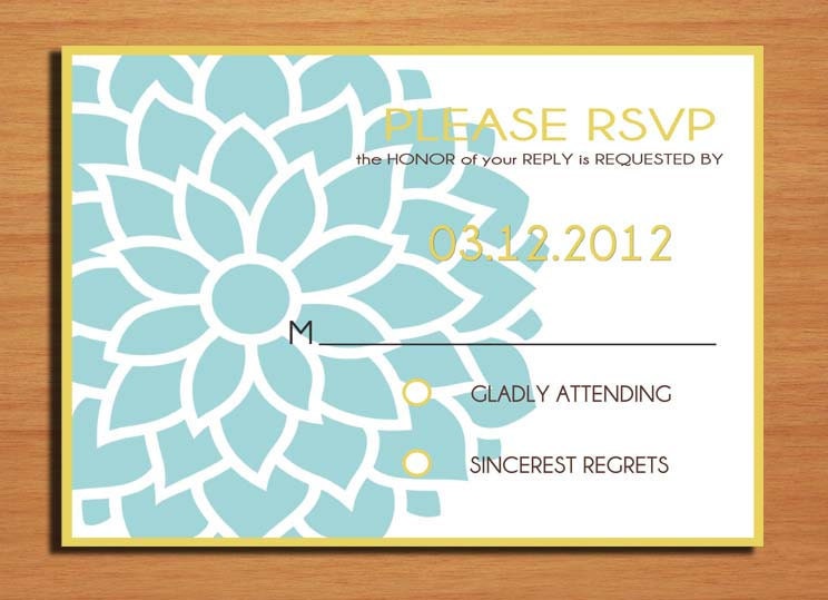 Blue Peonies Wedding RSVP PRINTABLE / DIY