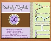 Customized Printable Lavender and Mint 30th Birthday Adult Birthday Party Invitation Cards DIY