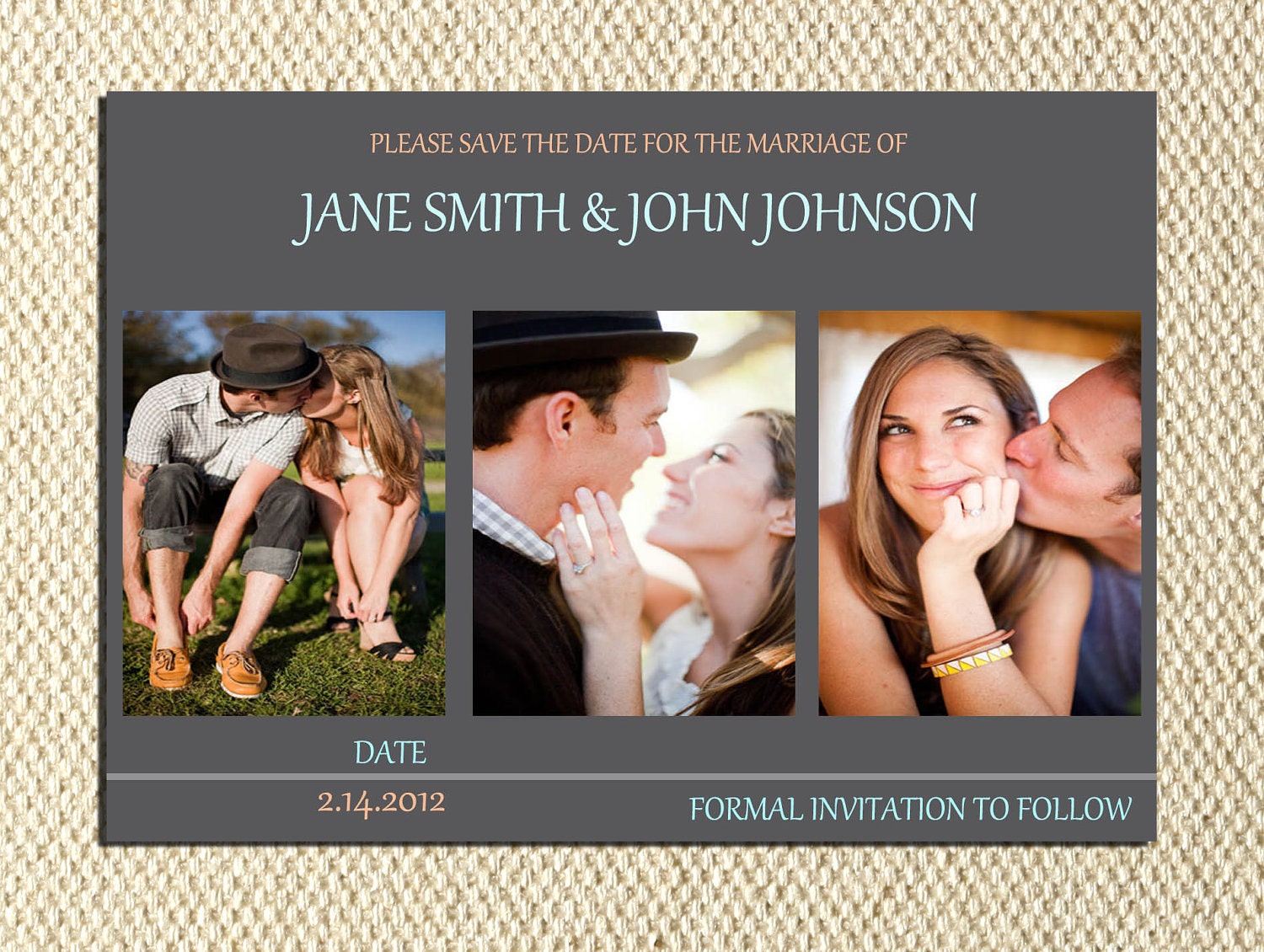Customized Printable Save The Date Announcement Gray and Light Blue Cards DIY