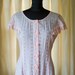 1930's Dress // Pink Eyelet Fabric with Lace Cape Sleeve Dress