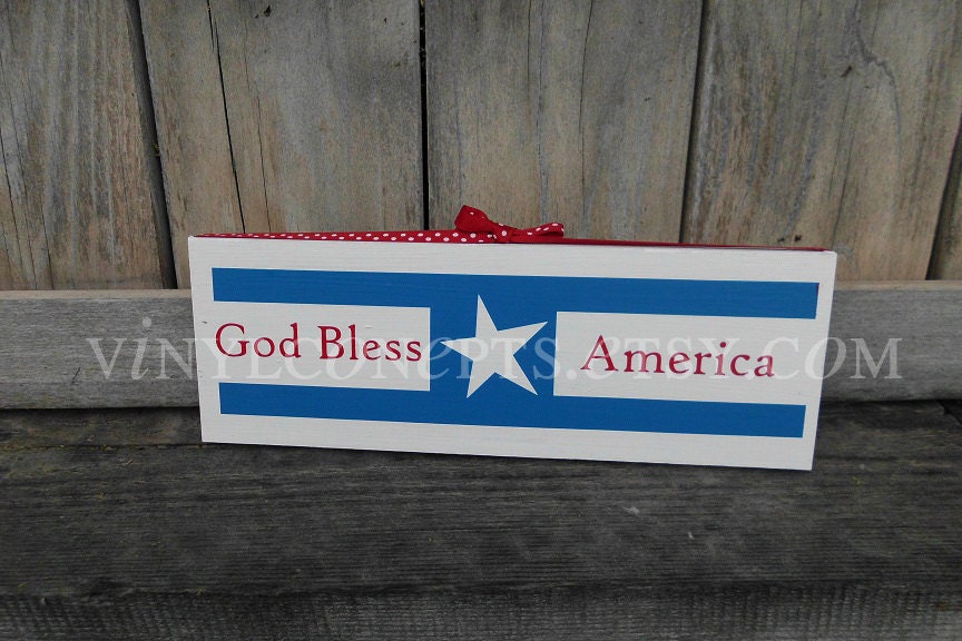 God Bless America Home Decor Wood Block