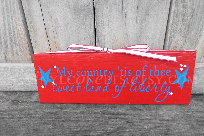 My country 'tis of thee sweet land of liberty Home Decor Wood Block