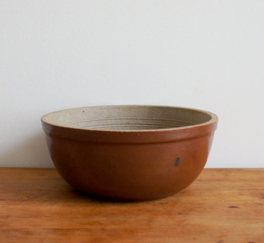 RESERVED  rustic polish sandstone bowl, farmhouse chic in brown glaze
