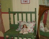 Recycled Bed Bench Hand Painted Flowers Cottage Chic Furniture 1930s Made From Antique Crib