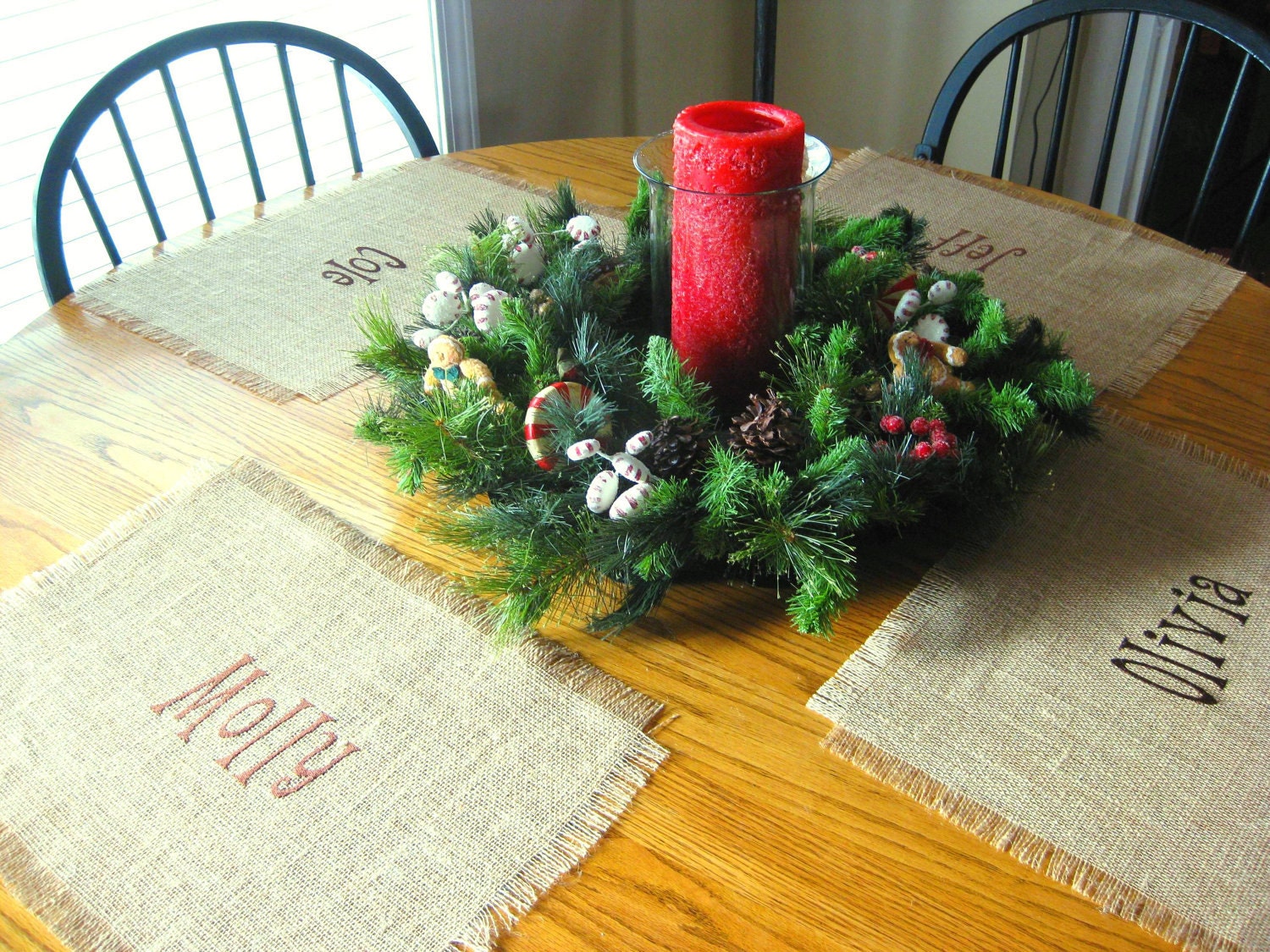 Embroidered Burlap Placemats buy one or one for the whole family