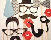 Photo Booth Props - Photo Props - Wedding Photo props - Set of 15 - Funky Hipster  Set