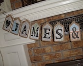 Wedding Garland - Just Married Travel Theme Wedding Banner - Vintage Style Travel Theme- Wedding Shower - Can Be Customized