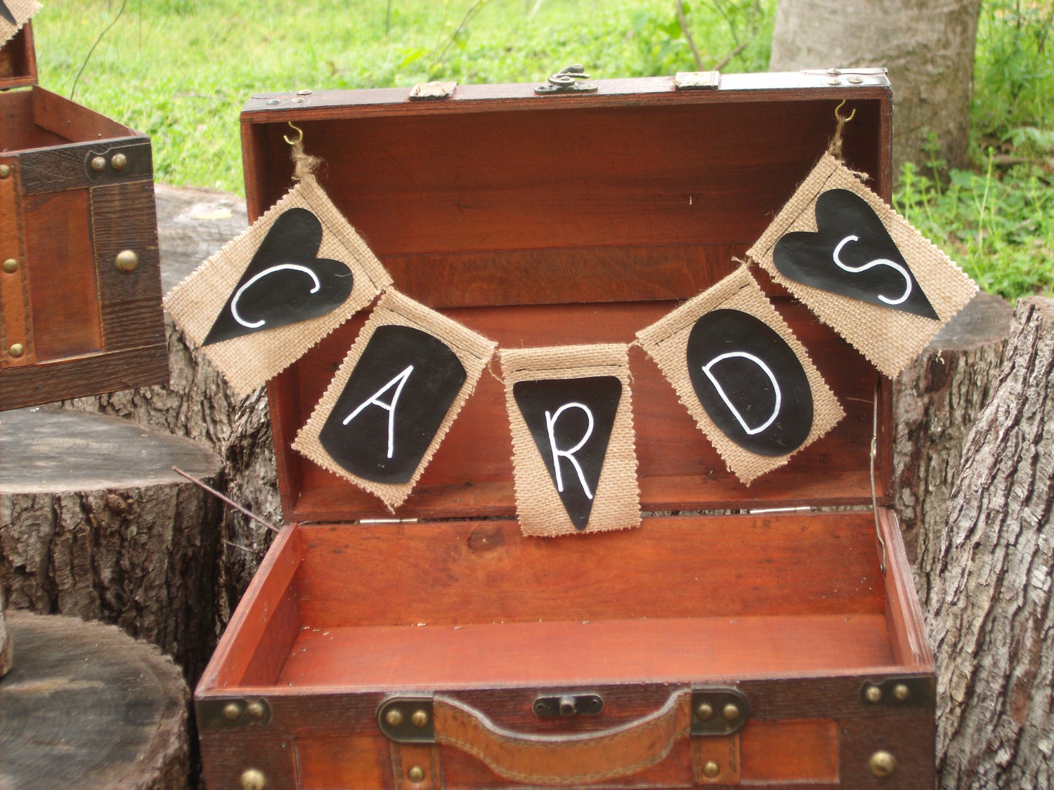 Chalkboard and Burlap Wedding Box - Wedding Card Box- Chalkboard and Bulap Collection - Includes a Chalk Ink Marker