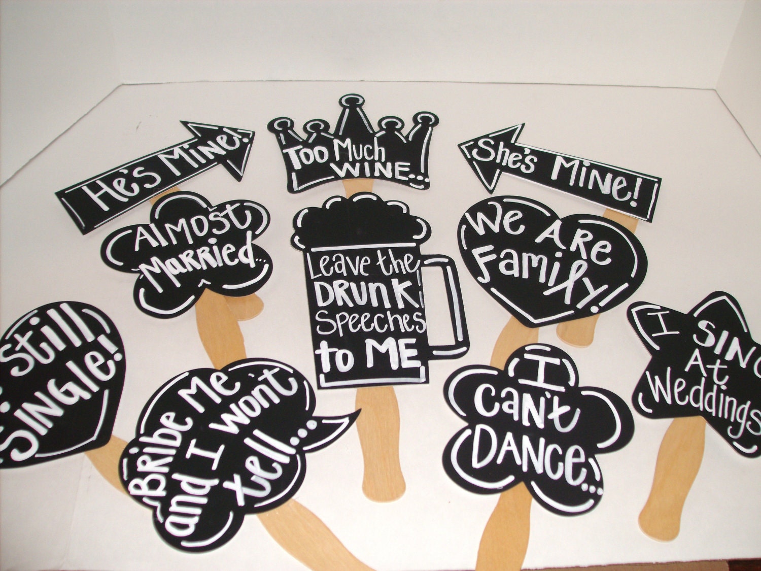 Chalkboard Photo Booth  Photo Props - Wedding Photo Props - Set of 10