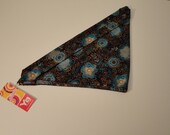 bandanna turquoise floral print on brown sheer