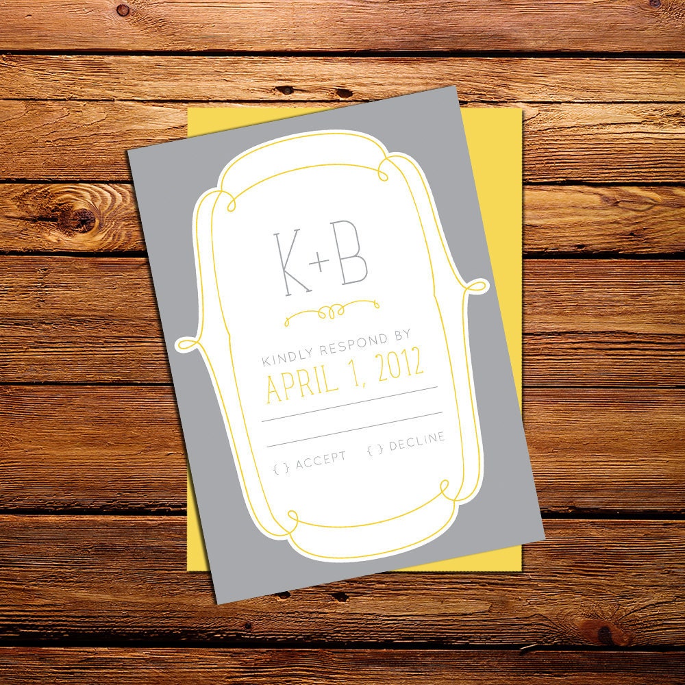 Yellow and Grey Wedding Invitation