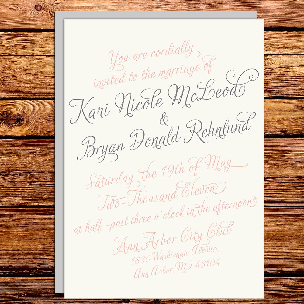 Vintage Calligraphy Script Wedding Invitation