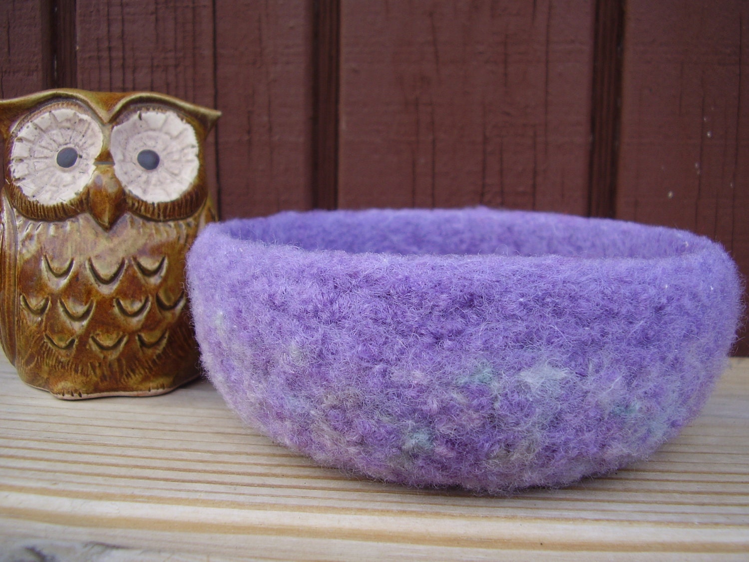 felted wool treasure bowl violet mix container