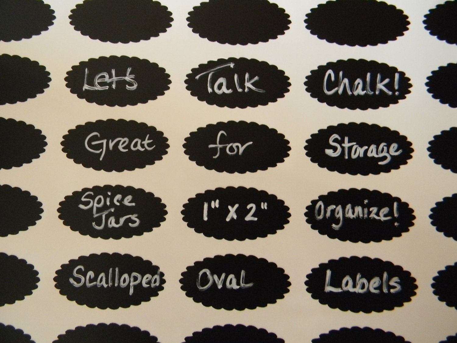 Small Scalloped Chalkboard Labels 2" X 1"  Set of 12 Great for Storage Organization Kitchen Pantry Canning