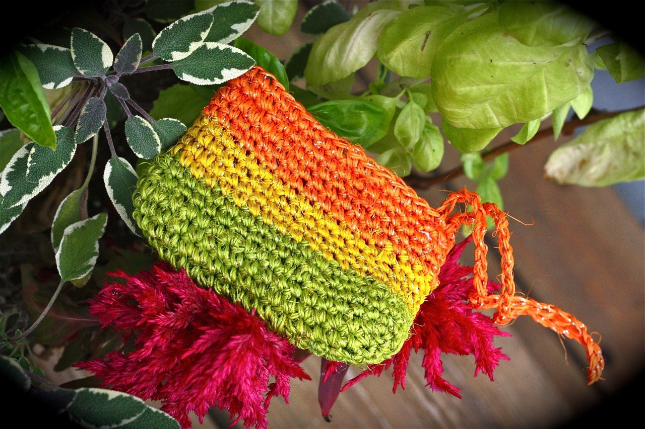 Wristlet: Green, Yellow Orange Stripes from Colombia