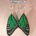 Green Monarch Butterfly Wing Earrings
