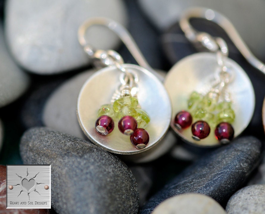 Life is Just a Bowl of Cherries  - Sterling Silver Earrings w/garnet and peridot cherries
