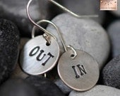 In One Ear and Out The Other  - Sterling Silver Earrings - Hand Stamped 1/2" Discs