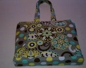 Gray with Light Blue, Lime Green, Dark Brown Flowers and Dots - 3 Ring Fabric Binder Cover (For Coupons or General Use)