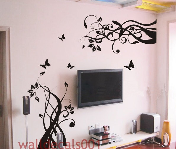Wall Decals Wall sticker Flower decals butterfly Decal Wall Decor wall art- Baby nursery kids Decal