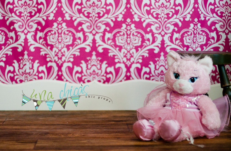 Mini Photography Backdrop as Photo Prop Pink & White Damask