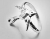 Little Bird Sterling Stacking Ring, Cute Little Sparrow Stacker Band, His Eye is on the Sparrow, Mat. 10:31 Sparrow