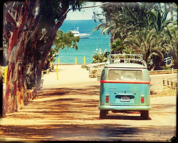 VW Bus, Retro Photography, Retro VW Art, Sea and Sun, Photography, Catalina Island, Under 25